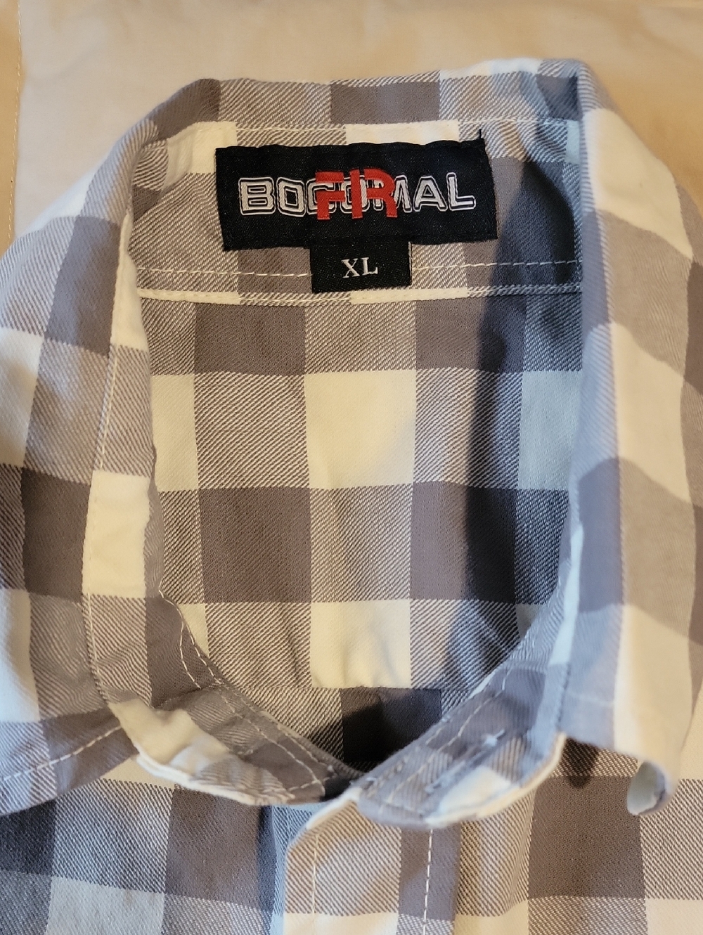 Bocomal FR Fire Resistant Men's Gray and White Checkered Long Sleeve Shirt S: XL - Picture 7 of 11